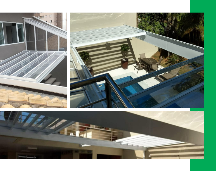 Cobertura abre e fecha em policarbonato