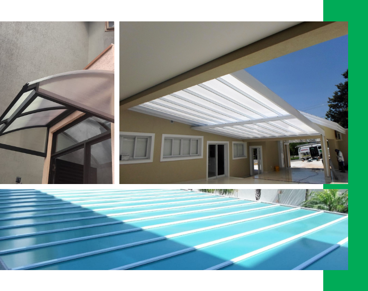 Cobertura fixa em policarbonato