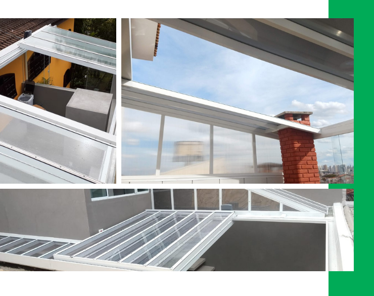 Cobertura retrátil em policarbonato